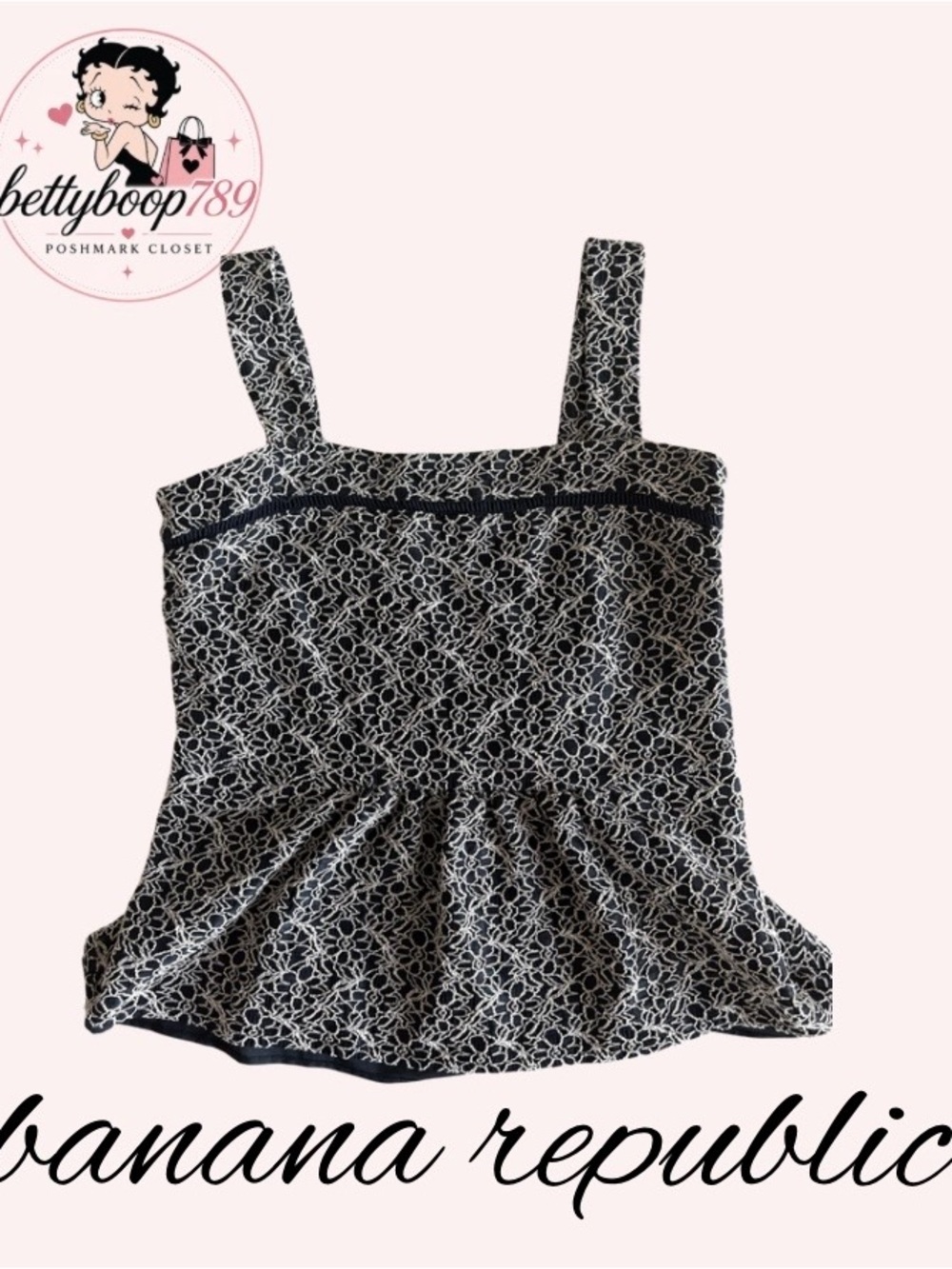 Banana Republic Black & White Lace-Inspired Peplum Tank